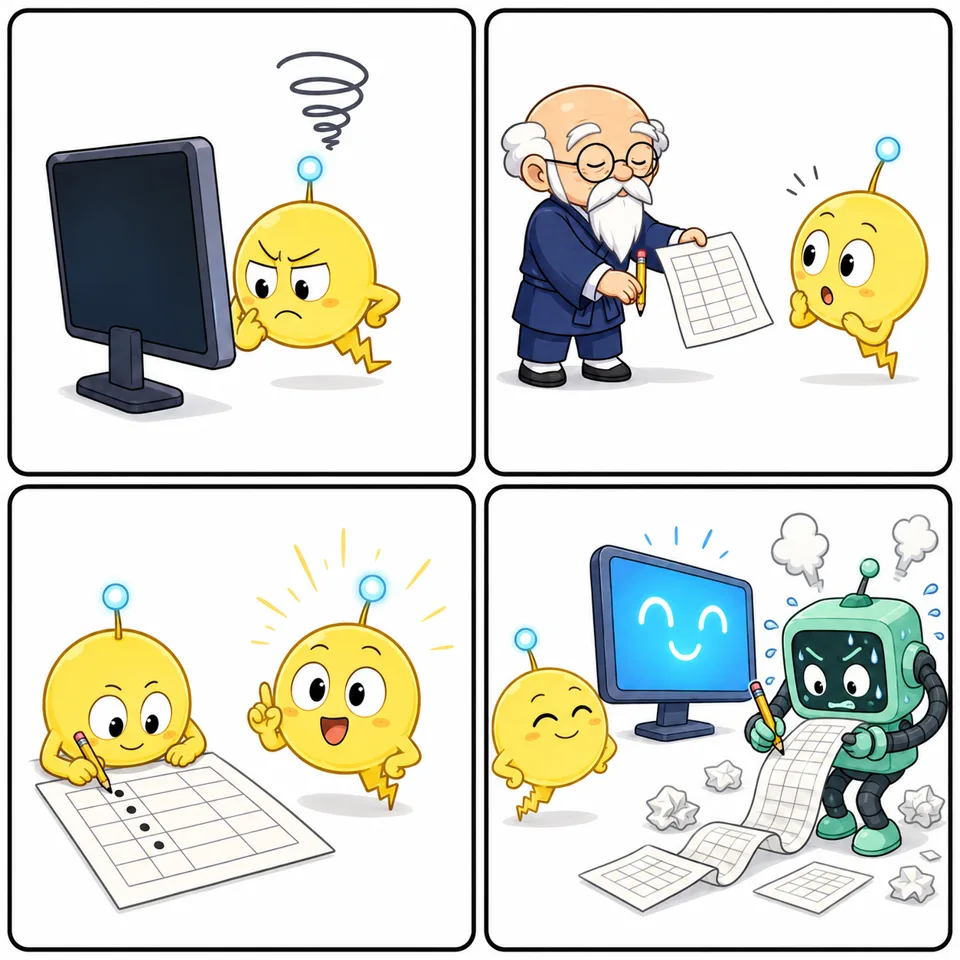 紙の上のCPU（4コマ漫画）